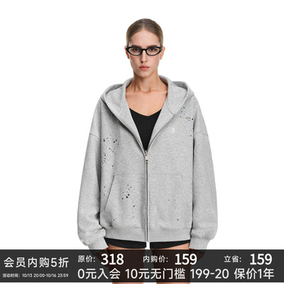 FDR官方店美式烫钻拉链卫衣外套