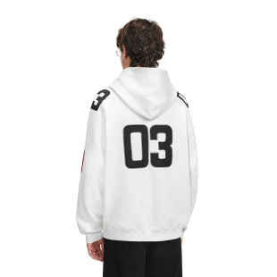 上衣帽衫 宽松情侣装 徽章数字03印花连帽卫衣男女春季 FDR官方店