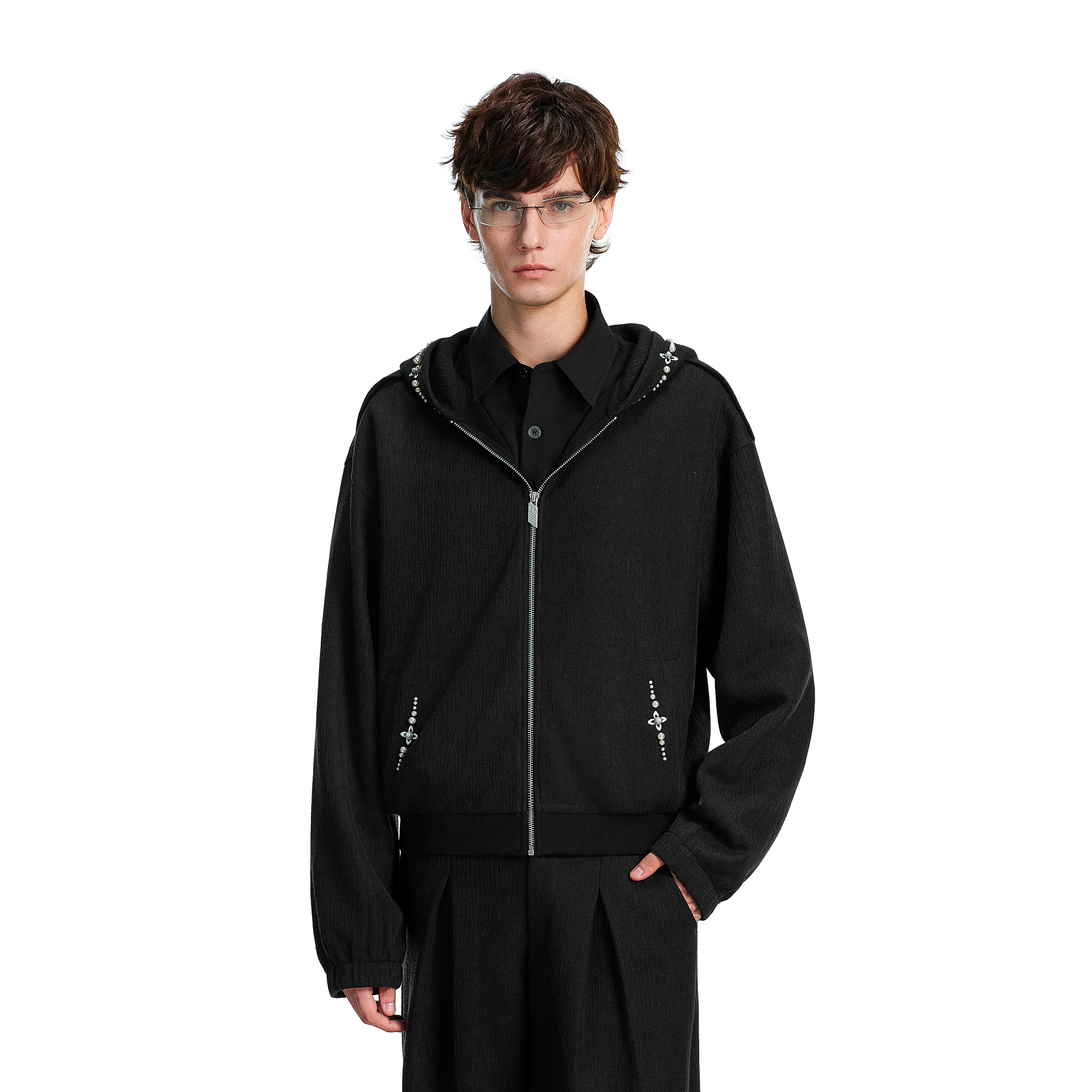 FDR官方店宝石刺绣肌理连帽外套