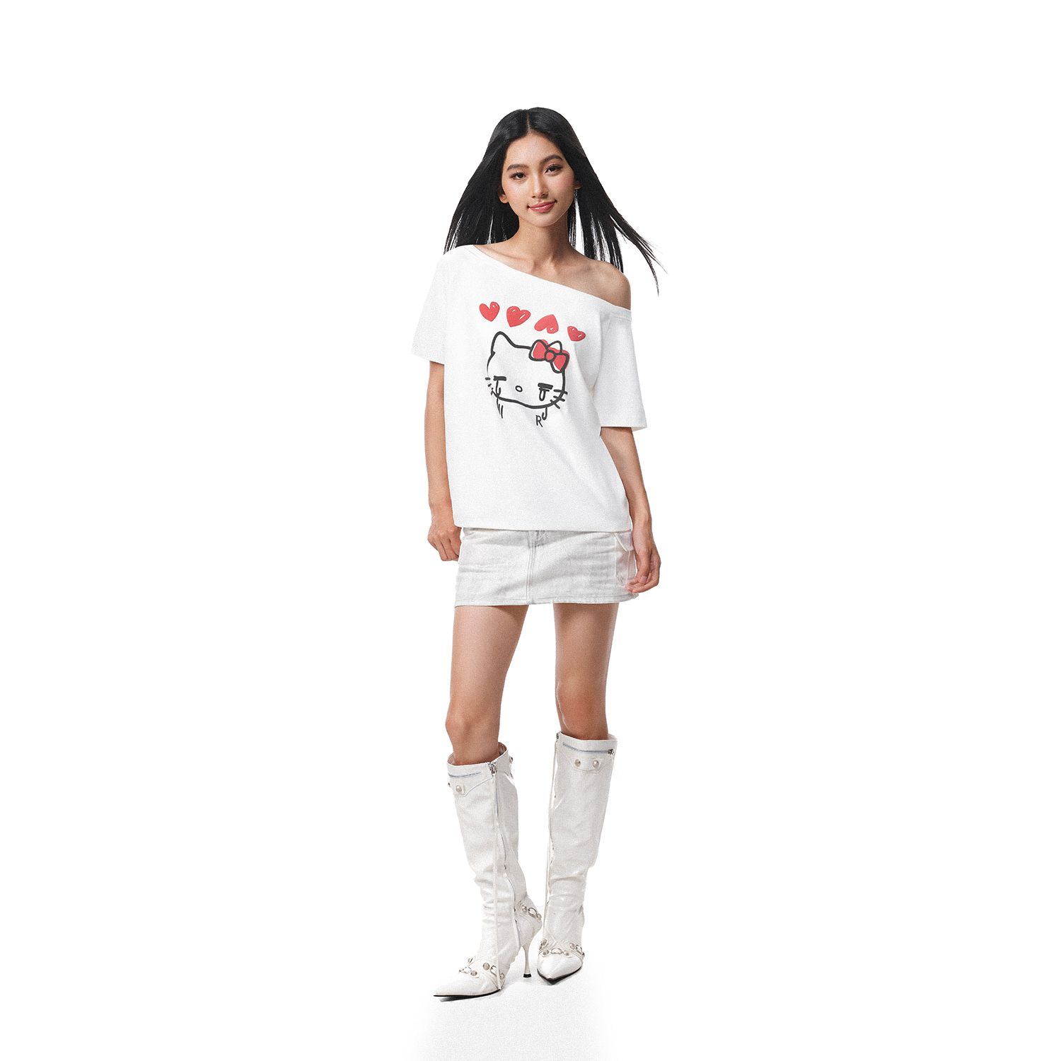 FDR官方店卡通kitty斜肩短袖