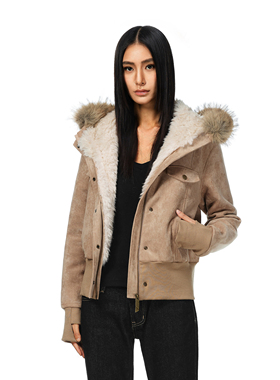 FDR官方店 巨好看仿麂皮毛毛厚外套女秋冬季座山雕可拆卸毛领夹克