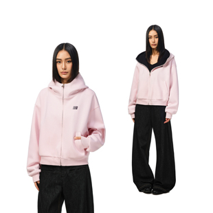 拉链开衫 空气层连帽卫衣外套男女春季 独特上衣 撞色短款 FDR官方店