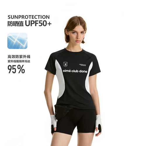 FDR官方店 运动速干修身短袖T恤女2026夏季新款撞色拼接瑜伽上衣