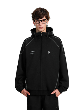 FDR官方店 哈苏线高领连帽卫衣男款春季2026年情侣拉链开衫外套女