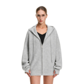 FDR官方店 外套 连帽拉链开衫 慵懒风细闪针织毛衣女春季 2026新款