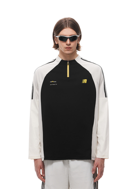 FDR官方店 半拉链插肩袖撞色速干t恤男女宽松球衣凉感长袖训练服