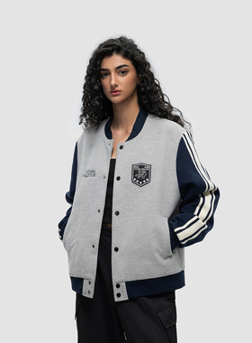 FDR 国潮美式章仔条纹棒球服外套男女春春季潮牌情侣宽松上衣夹克