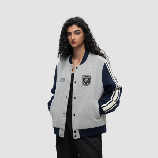 潮牌情侣宽松上衣夹克 章仔条纹棒球服外套男女春春季 FDR 国潮美式