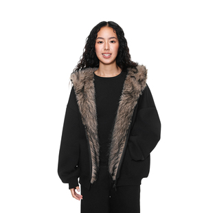 FDR官方店2025毛领空气层连帽卫衣男秋冬情侣宽松座山雕外套女