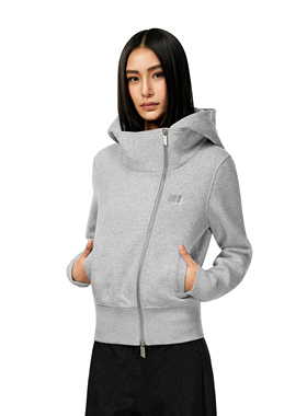 FDR官方店 斜拉链高领连帽卫衣外套女春季大翻领辣妹修身开衫上衣