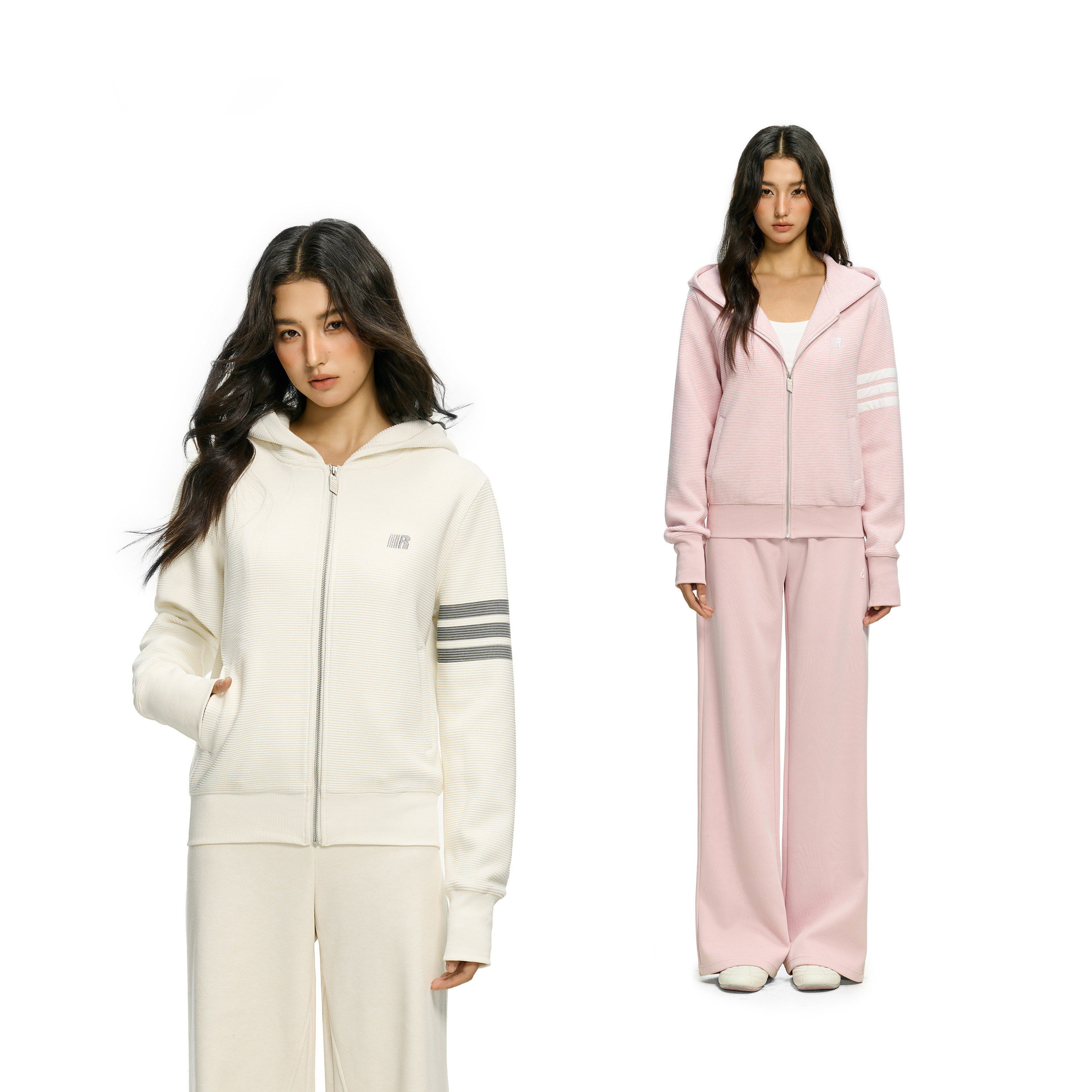 FDR官方店 华夫格连帽拉链卫衣男款春季2026新款修身开衫外套女