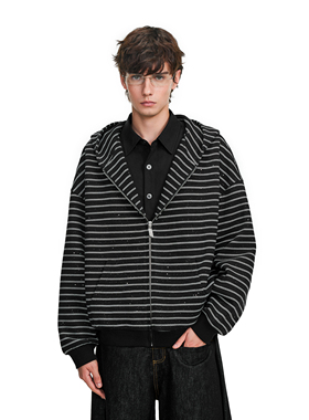 FDR官方店 条纹闪闪连帽卫衣女2025新款秋季潮牌情侣宽松外套男