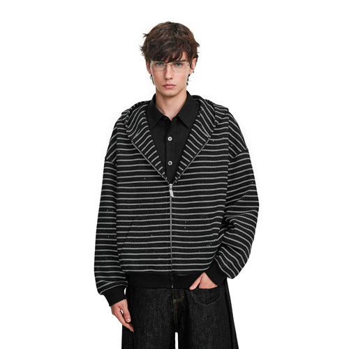 FDR官方店条纹闪闪连帽卫衣外套