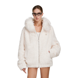 FDR官方店 秋冬 巨好看独特上衣男可拆卸毛领羊羔绒毛毛厚外套女款