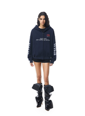 FDR官方店 哥特英文美式连帽卫衣外套男女春季情侣装宽松开衫上衣