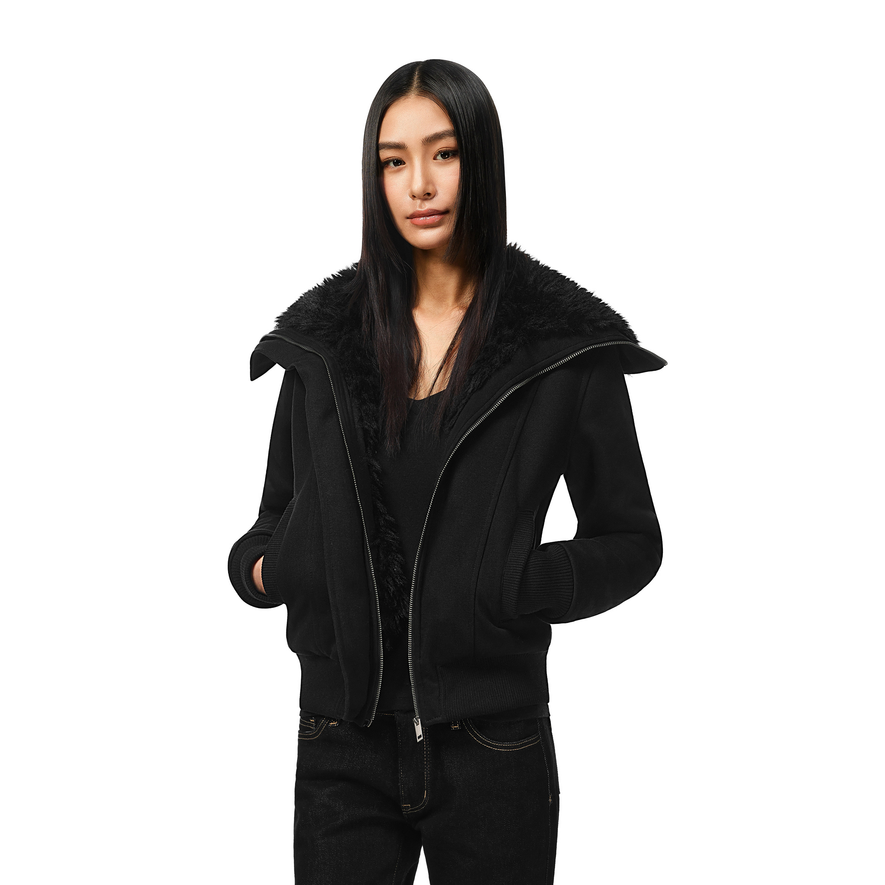 FDR官方店 收腰短款翻领毛领加厚外套女2025新款冬高级感保暖上衣,男装,夹克,淘宝优惠券,粉丝福利购,淘宝优惠卷