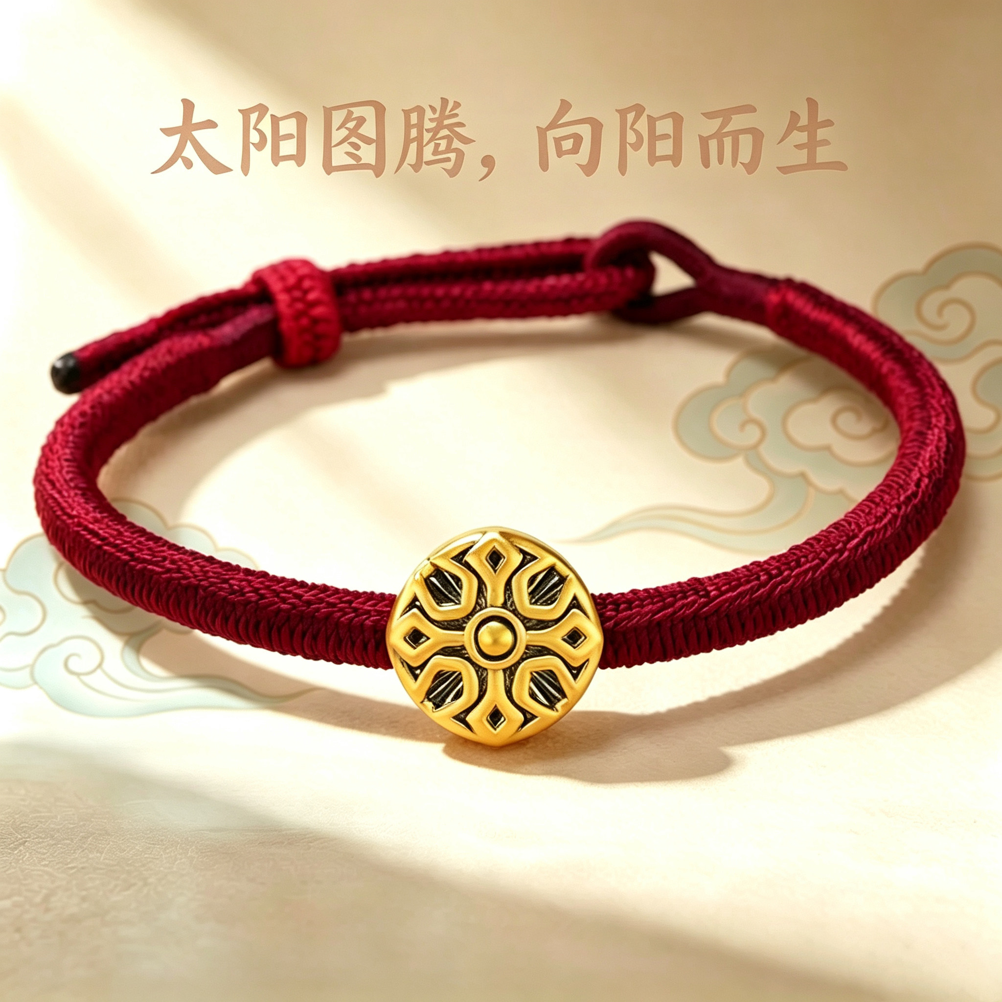 黄金男女太阳图腾转运珠潮酷手链