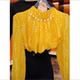 宽松显瘦洋气减龄黄色上衣 2026新款 设计感轻奢钉珠印花衬衫 女秋季