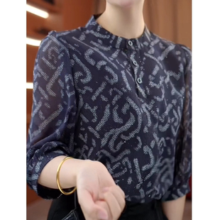 新款 上衣女夏季 时尚 妈妈装 洋气质减龄圆领衬衫 宽松显瘦小衫 七分袖