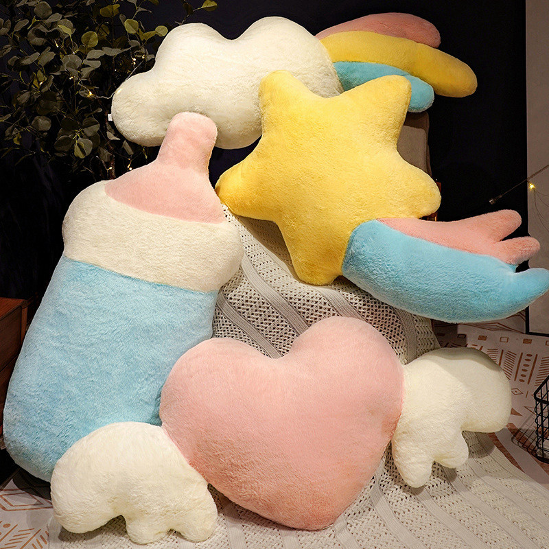 奶瓶抱枕云朵靠垫许愿星星公仔爱心女孩娃娃毛绒玩具生日礼物