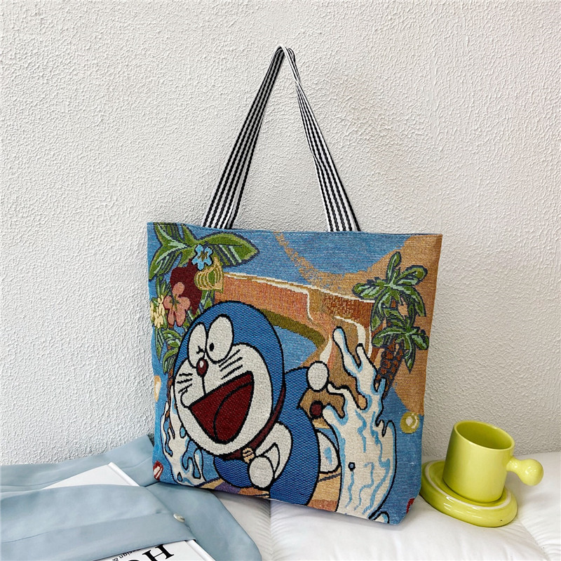 帆布包包女新款日系托特包卡通大容量可爱单肩手提帆布包