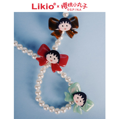 Likio x 樱桃小丸子 珍宝雕刻立体蝴蝶结边夹 联名发夹侧边发卡