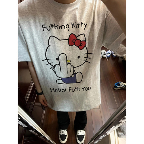 美式ins设计趣味印花夏季240g重磅纯棉短袖男女情侣百搭T恤上衣潮