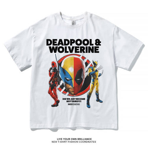 死侍短袖T恤男电影周边Deadpool金刚狼漫威联名夏季宽松半袖亲子