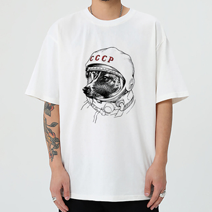 前苏联短袖nasa联名宇航员T恤cccp苏维埃共产主义t桖男女夏季衣服