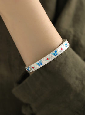 925银新中式珐琅蝴蝶轻奢手镯女