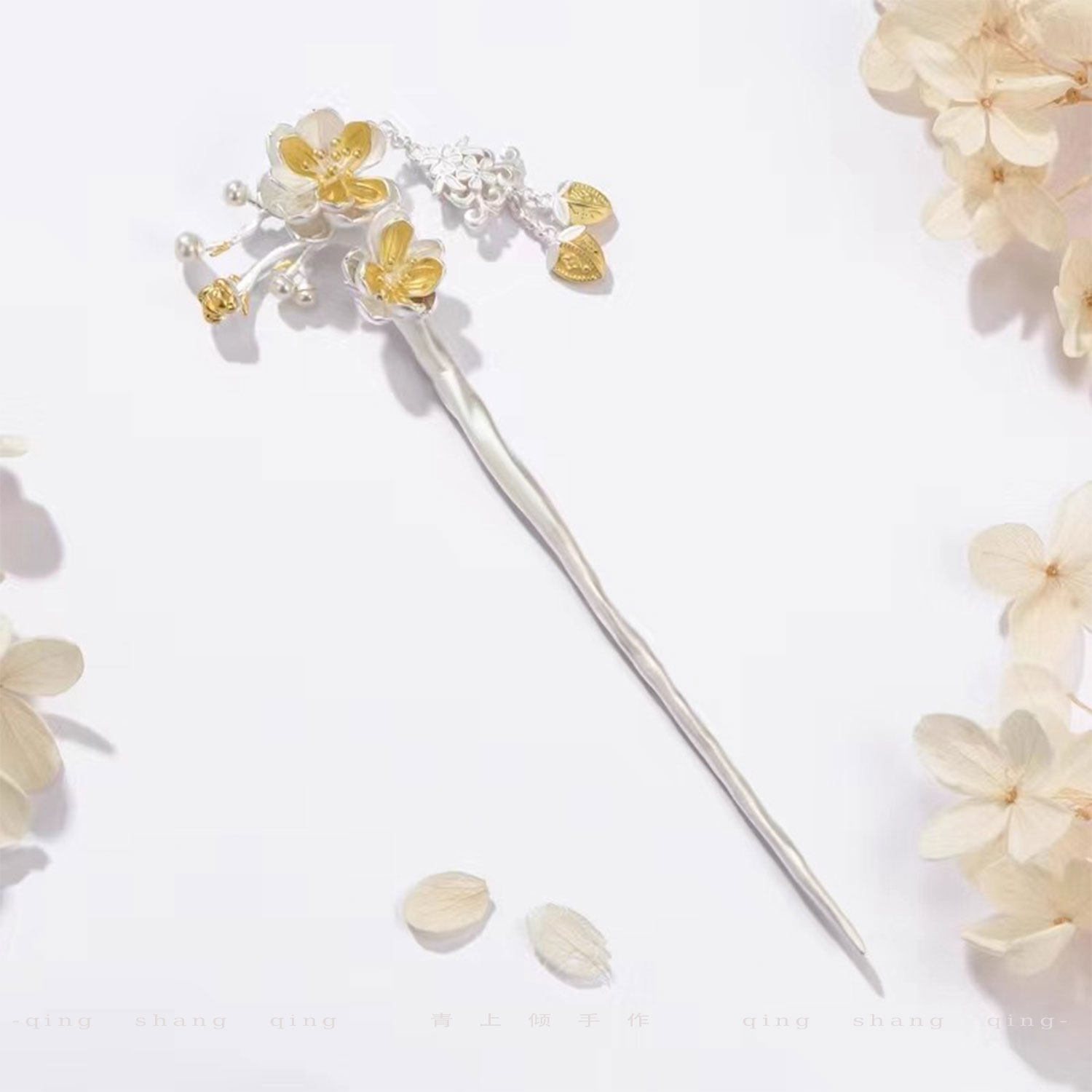 S925古风定情桃花发簪送女友礼物