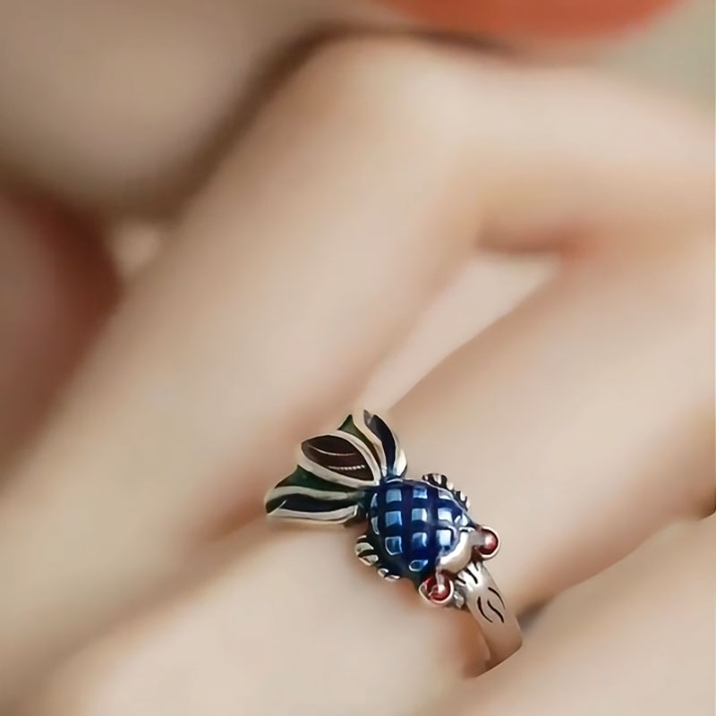 925银民族风珐琅锦鲤高级感戒指