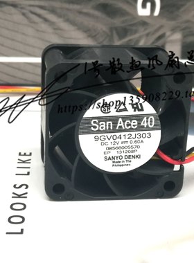 原装三洋 SANYO 9GV0412J303 12V 0.60A 4CM 4028 3线 暴力 风扇
