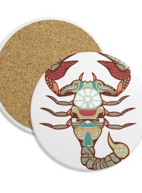 天蝎座星座标志插画图案圆形杯垫水杯隔热垫2片装礼品礼物茶道