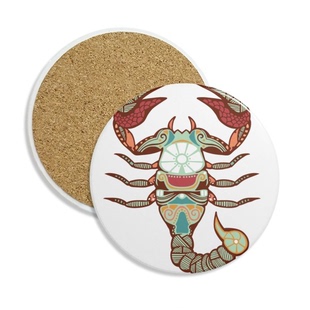 天蝎座星座标志插画图案圆形杯垫水杯隔热垫2片装礼品礼物茶道