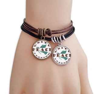 鸽子橄榄枝和平自由符号黑棕手链对饰品情侣礼物礼品自带仙气