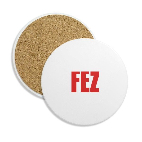 非斯城市英文名圆形陶瓷杯垫水杯隔热垫2片装礼品茶道