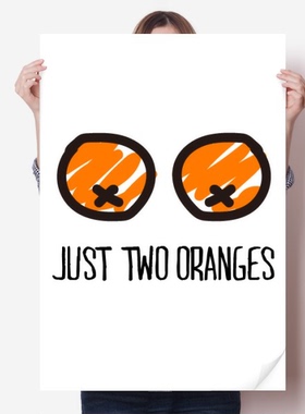 只是两个橘子趣味手绘潮牌海报贴纸80x55cm墙贴纸卧室家居装饰