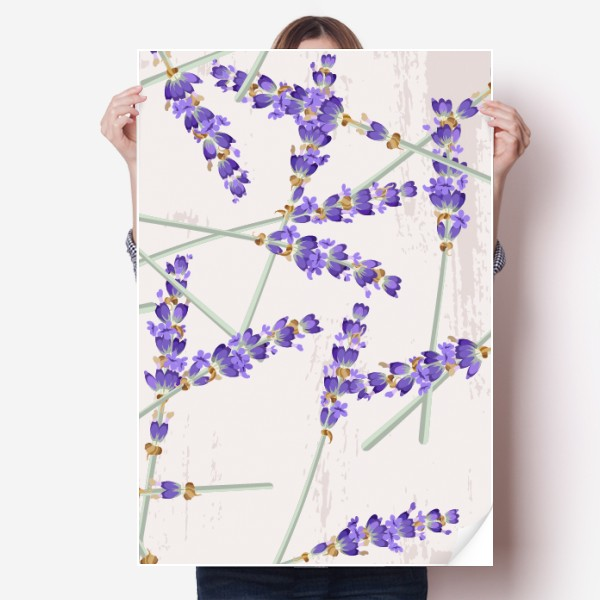 薰衣草装饰图案设计装饰海报贴纸80x55cm墙贴纸卧室家居装饰