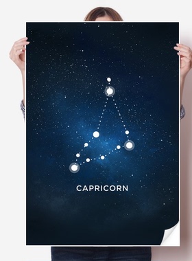 摩羯座座星座星盘宇宙海报贴纸80x55cm墙贴纸卧室家居装饰