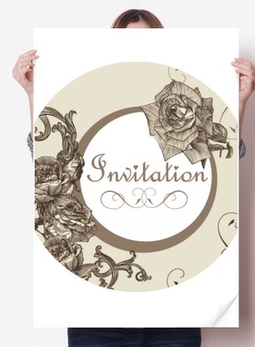 古典玫瑰植物花卉图案海报贴纸80x55cm墙贴纸卧室家居装饰