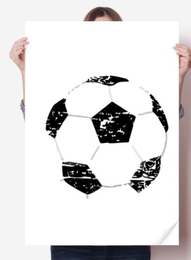 简易黑色足球印花纹样海报贴纸80x55cm墙贴纸卧室家居装饰