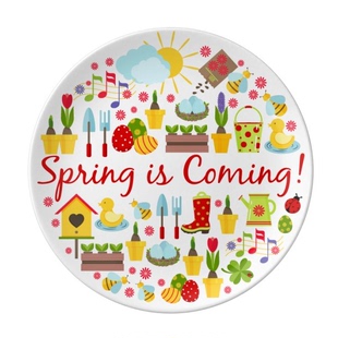 复活节快乐节日鸭子彩蛋陶瓷餐菜盘子8寸月光盘餐具家居创意餐厅