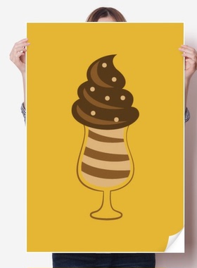 杯子巧克力味甜味冰淇淋图案海报贴纸80x55cm墙贴纸卧室家居装饰