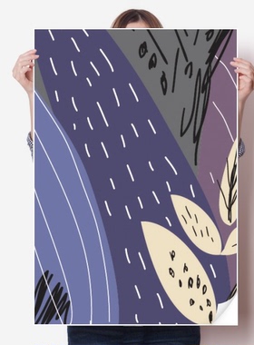 叶子抽象花卉北欧插画海报贴纸80x55cm墙贴纸卧室家居装饰