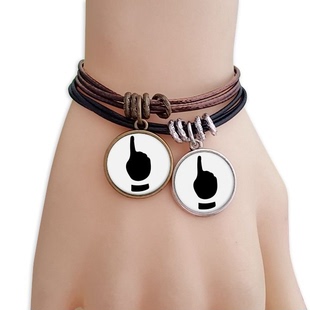 一手势手势剪影纹样黑棕手链对饰品情侣礼物礼品自带仙气