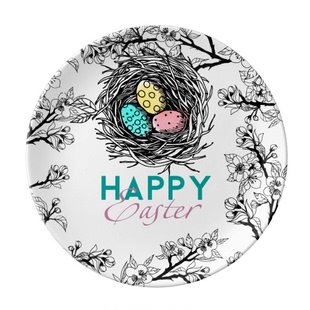 复活节快乐信仰节日鸟巢陶瓷餐菜盘子8寸月光盘餐具家居创意餐厅