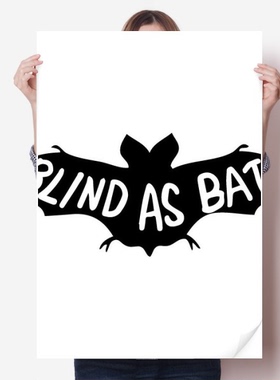 黑色蝙蝠动物剪影自然海报贴纸80x55cm墙贴纸卧室家居装饰