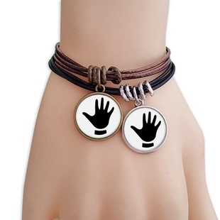 五手势手势剪影纹样黑棕手链对饰品情侣礼物礼品自带仙气