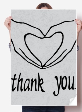 黑色心形个性手势图案海报贴纸80x55cm墙贴纸卧室家居装饰